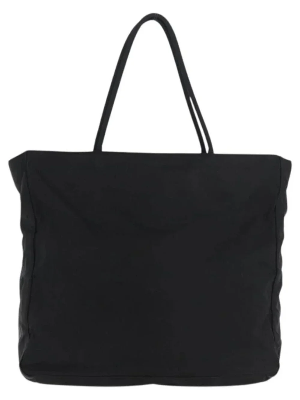 PRADA Tote Bag Nylon Black Silver Auth 176592